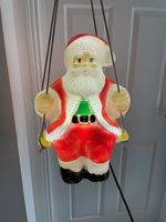 Vintage 1980s 20” Santa On A Swing Lighted Blow Mold Outdoor Christmas Light