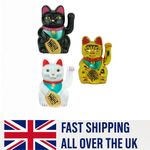 4.5-10.2" Lucky Cat MANEKI NEKO Beckoning Waving Arm Wealth Prosperity Feng Shui