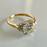 3Ct Cushion Cut Three Stone Diamond Trilogy Engagement Ring 14k Yellow Gold Over