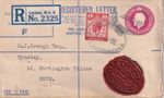 GB GV 1929, superb 3+1½d puce postal stationery registered envelope (RP39F) upra