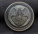 Decision Coin Yes No Ouija Gothic All Seeing Eye Occult Death Angel + Gift Bag