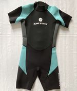 Surf State Kids Shortie Wetsuit 32" Black/Turquoise Childrens Shorties
