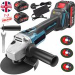 21V 125mm Brushless Cordless Angle Grinder Cutter 2 Battery & Charger & Disc