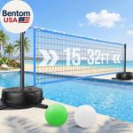 LED Pool Volleyball Net Set, 15-32Ft Adjustable Volleyball Net for Pool with Hea
