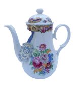 T LIMOGES DEPOS COFFEE POT FLORAL DECORATED ORIGINAL LABEL