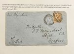 1877 GB QV 8d Orange SG 156 Postal History Cover to Adyar Madras India Duplex