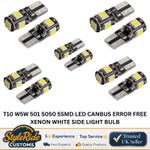 10X T10 W5W 501 5050 5SMD LED CANBUS ERROR FREE XENON WHITE SIDE LIGHT BULB