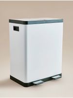 White 60L Dual Pedal Recycling Bin - Handsfree, 2 Compartments, Kitchen
