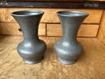 •	Pair Antique Liberty Co Tudric Pewter Vases 01412 WH Haseler 