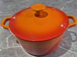 Vintage round Casserole Dish Volcanic Orange 8"