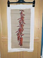VINTAGE BURMESE SAND PAINTING OF BURMESE MONKS ON FABRIC