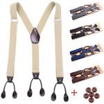 35mm Mens Trousers Back Heavy Duty Suspenders Elastic Braces Button Y Type UK