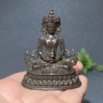 Collect Asian old Ancient bronze Exquisite Green Tara Buddha Statue Ornament