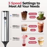 Rechargeable Electric Milk Frother with Stand 1500mAH, Stainless Steel