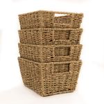 Libbi Lou Set of 4 Seagrass Storage Baskets – Natural Woven Storage Boxes