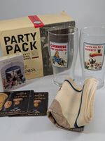 Rare Vintage Guinness 20 oz Pint Glasses Set of 2 plus Cards, Coaster and Towel.