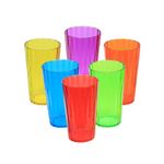 Reusable Acrylic Tall Tumblers 600ml Multicoloured Ridged Glasses 6Pcs Drinkware
