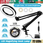 10X Magnifying Glass Lamp LED Light Magnifier Desk Table Task Craft Work Bench