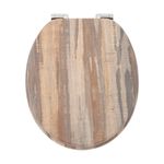 18'' Universal Wooden Toilet Seat Easy Fit WC Bathroom Seat with Strong Fixing