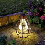 Eureka Firefly Solar Powered Lantern Garden Light Table Top Or Hanging 16cm Tall