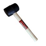 16oz Rubber Mallet Hammer Black Non Marking Wooden Handle Shaft Camping Home DIY