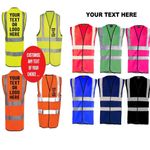 CUSTOM HI VIS VEST PERSONALISED PRINTED HI VIZ HIGH VIS SAFETY VEST WAISTCOAT