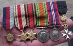 A PERIOD WW2 MINIATURE SIX MEDAL GROUP, UNUSUAL ST. JOHN AMBULANCE MEDAL, SPINK.