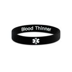 Blood Thinner Medical Alert Bracelet – Discreet/Hidden Message Silicone 202mm