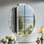 Accents Round Bevelled Edge Frameless Bathroom Mirror Silver Glass Wall Mirror