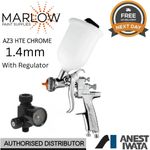 IWATA AZ3 HTE-S IMPACT CHROME FLASH GRAVITY SPRAY GUN 1.4MM WITH REGULATOR