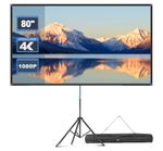 80 inch Projector Screen with Tripod Stand Portable Home Outdoor Cinema 16:9 4K