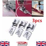 Set of 3 Rolled Hem Presser Foot Sewing Machine Snap on 3mm 4mm 6mm