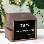 Wooden Suggestion Box Tip Jar Donation Wall Mountable Box w/Slot Lock Chalkboard