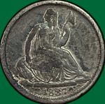 1837 No Stars, Large Date Seated Liberty Half Dime Choice Very Fine VF+/XF 39332
