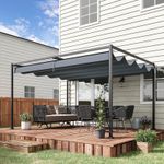 4 x 3m Metal Pergola Gazebo Patio Sun Shelter Sun Shade Retractable Canopy Grey