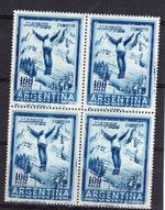 ARGENTINA, MI # 770, BLOCK OF 4, DOUBLE PRINTING, MNH