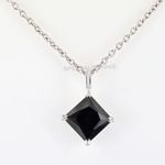 4.15 Ct Certified Black Diamond Princess Cut Pendant-Great luster!