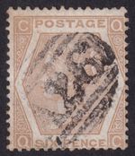 GB QV SG123 6d Pale Buff Plate 12 Good Used in Gibraltar A26 (Z47)
