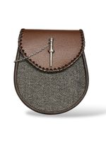 Men's Scottish Brown Tweed Pin Lock Leather Sporran With Chain Strap
