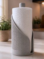 Modern Kitchen Roll Holder 3D Printed Paper Towel Stand Countertop Black Grey