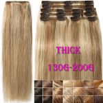 Thick Double Weft Clip In Real Remy Human Hair Extensions Full Head UK Sale M266