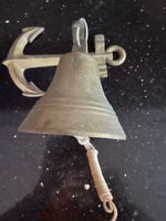 Vintage Brass Ships  Bell with Anchor  shaped wall mount