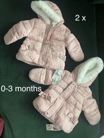 2 x George Disney Baby Minnie Mouse Pink Hooded Padded Puffer Jacket 0-3 Months