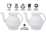 2 x Modern Bodna Lota Toilet Wash Jug 2.25 Litres HDPE White and White
