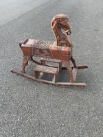 Large wooden rocking horse. Traditional wood hand carved - Vintage