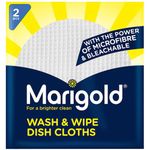 Marigold Dish Cloths Wash and Wipe Microfibre 2 Pack Machine Washable Bleachable