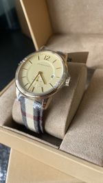 New BURBERRY BU10001 Classic Horseferry Check Luxury Gold Dial Mens Watch 40mm