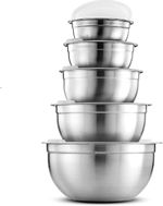 5pcs. Stainless Steel Mixing Bowl Nesting Food Prep. Airtight White Lids UK