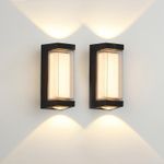 2Pack Mains Powered Wall Light Fixture Sconce Up Down Outdoor Exterior Door Lamp
