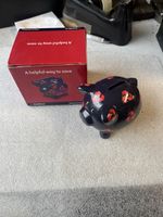 NatWest Piggy Bank Dark Blue CeramicMoney Box Red Logo with Original Box